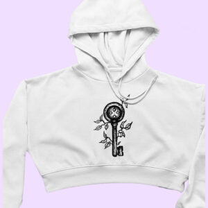 The Forgotten Key – Vintage Botanical Art Crop Hoodie | 2 Colors