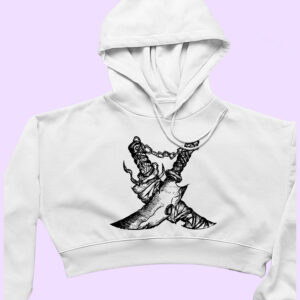 Broken Blades – Hand-Drawn Symbolic Knife Art Crop Hoodie | 2 Colors