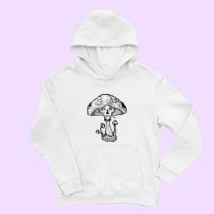 The Eyes – Hand-Drawn Cosmic Mushroom Skull Hoodie | 3 Colors