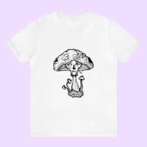 The Eyes – Hand-Drawn Cosmic Mushroom Skull Unisex T-Shirt | 4 Colors