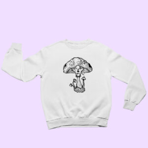 The Eyes – Hand-Drawn Cosmic Mushroom Skull Sweatshirt | 3 Colors
