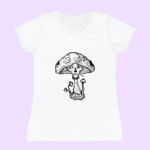 The Eyes – Hand-Drawn Cosmic Mushroom Skull Women's T-Shirt | 4 Colors